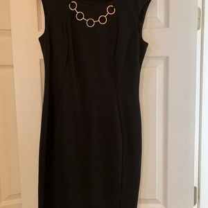 Calvin Klein sleeveless black dress Gold chain
